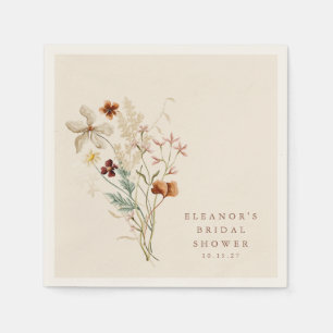 Boho Rustic Meadow Flowers Floral Bridal Shower Napkin