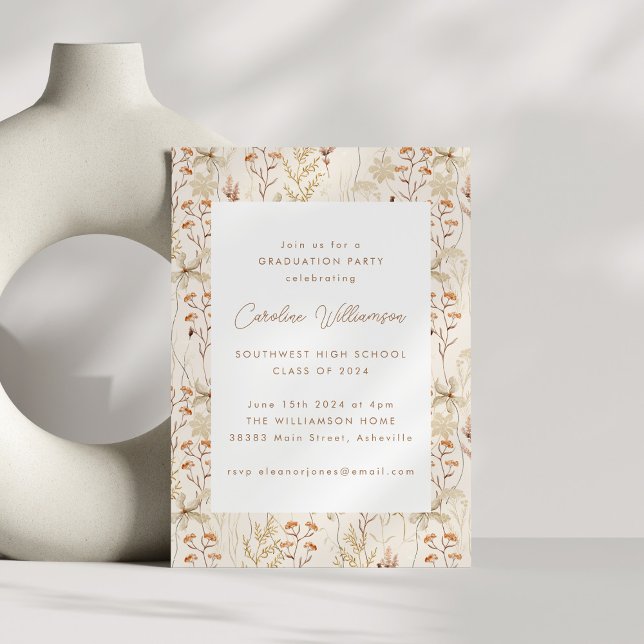 Boho Rustic Meadow Flowers Floral Graduation Party Invitation (Creator Uploaded)
