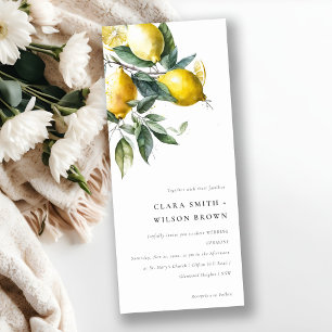 Boho Rustic Minimal Yellow Lemon Garden Wedding Invitation