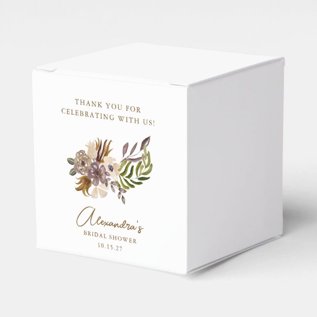 Boho Rustic Nature Botanical Custom Bridal Shower Favor Box (Front Side)