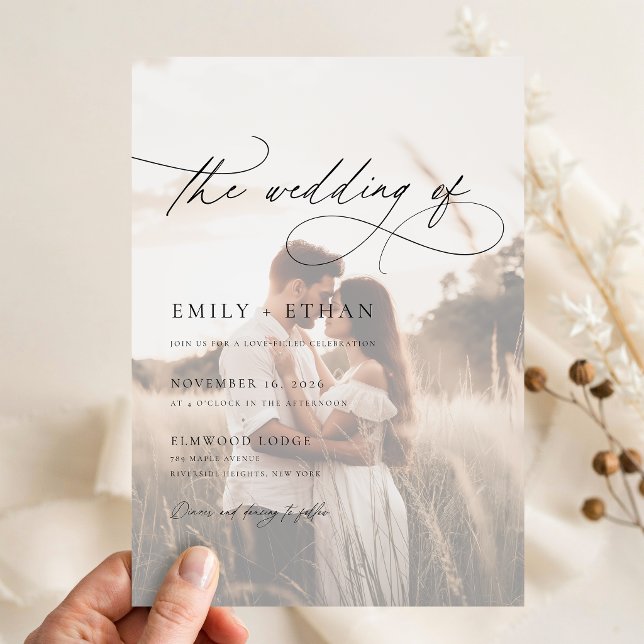 Boho Rustic Overlay Photo Wedding Vellum Invitations (Creator Uploaded)
