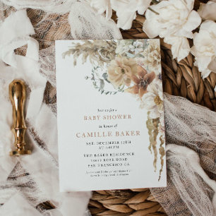 Boho Rustic Pampas Baby shower en herbe Invitation
