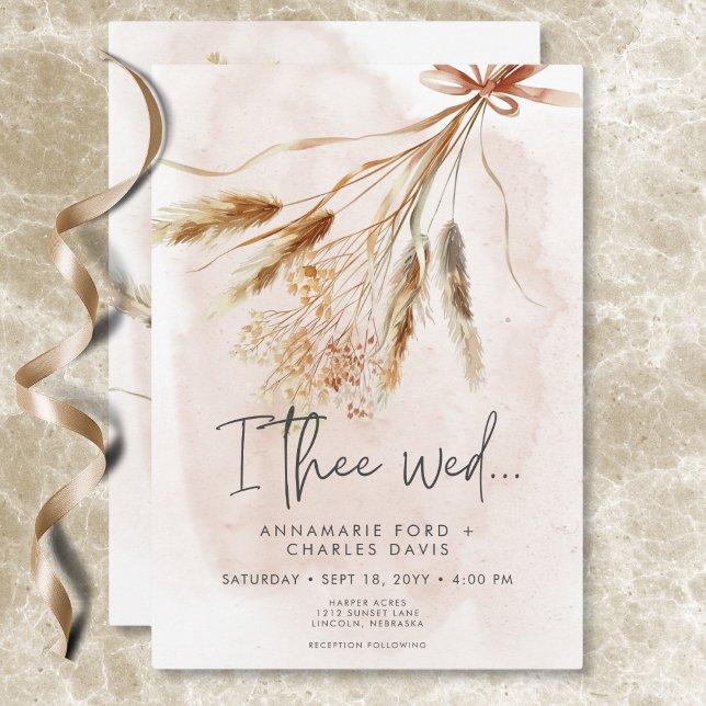 Boho Rustic Pampas & Dried Grass Bouquet Wedding Invitation (Boho Rustic Pampas & Dried Grass Bouquet Wedding Invitation)