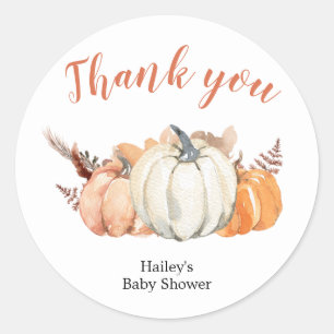 Boho Rustic Pumpkin Baby Shower Thank You Sticker