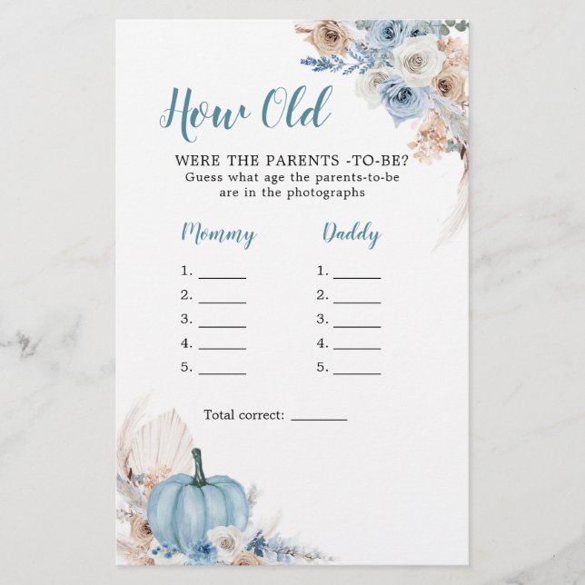 Boho Rustic Pumpkin Fall How Old The Parents (Front)