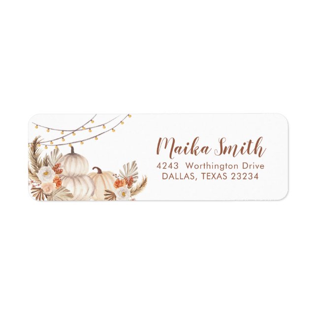 Boho Rustic Pumpkin Fall in Love Address Label (Front)