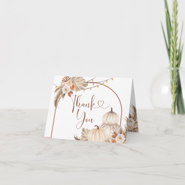 Boho Rustic Pumpkin Fall in Love Folded Card (Front)