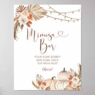 Boho Rustic Pumpkin Fall in Love Mimosa Bar Poster