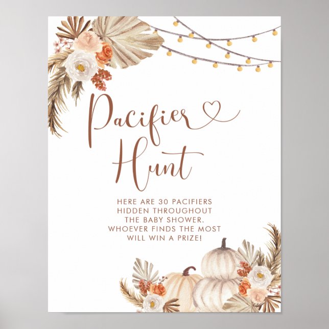 Boho Rustic Pumpkin Fall in Love Pacifier Hunt Poster (Front)
