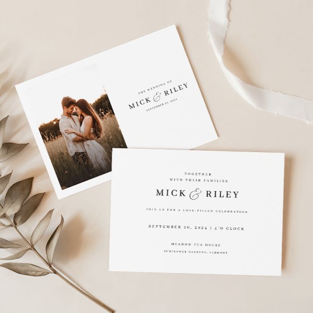 Boho Rustic Script Photo Budget Wedding Invitation (Creator Uploaded)