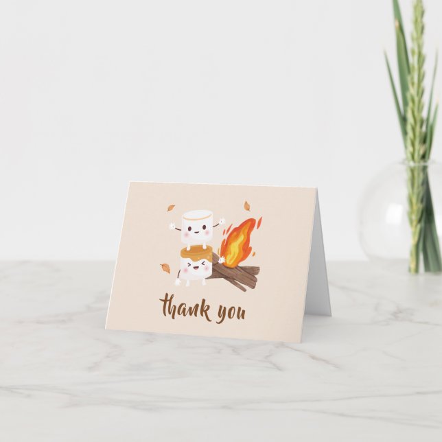 Boho Rustic  S'more Love Campfire Baby Shower  Thank You Card (Front)