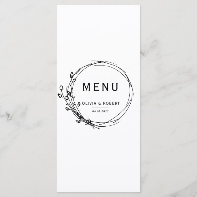 Boho Rustic Style Simple Floral Wedding Menu (Front)