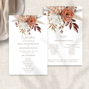 Boho Rustic Terracotta Florals Programme de mariag