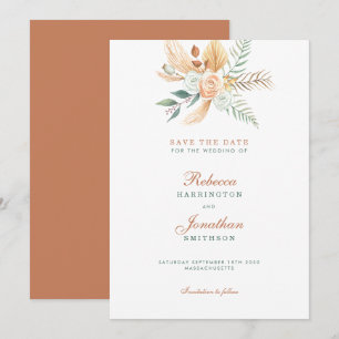 Boho Rustic Terracotta Wedding Save The Date Invitation