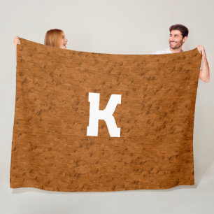 Boho Rustic Textured Wood brown personalized Fleece Blanket