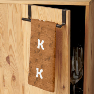 Boho Rustic Textured Wood brown personalized Kitchen Towel