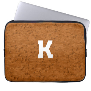 Boho Rustic Textured Wood brown personalized Laptop Sleeve