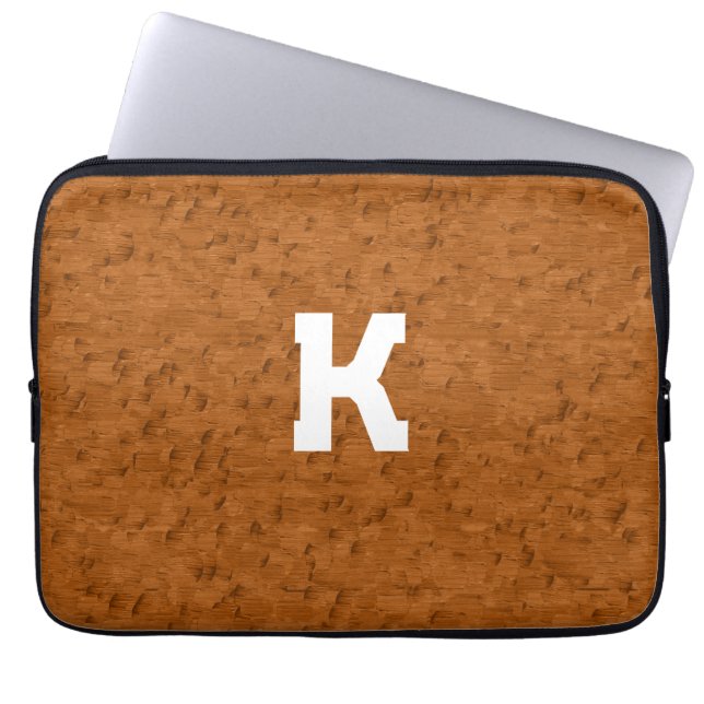 Boho Rustic Textured Wood brown personalized  Laptop Sleeve (Front)
