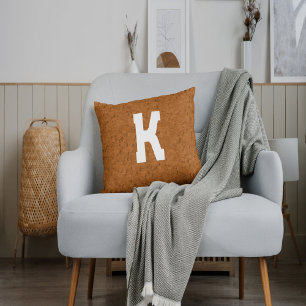 Boho Rustic Textured Wood brown personalized Throw Pillow
