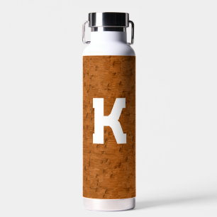 Boho Rustic Textured Wood brown personalized  Water Bottle