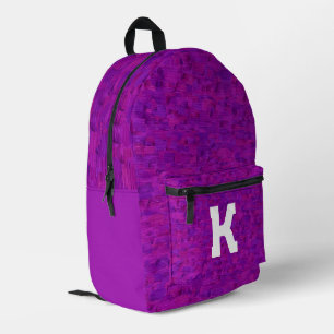 Boho Rustic Textured Wood purple personalized Printed Backpack