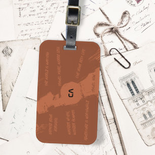 Boho Rustic Travel Quote Monogram Luggage Tag