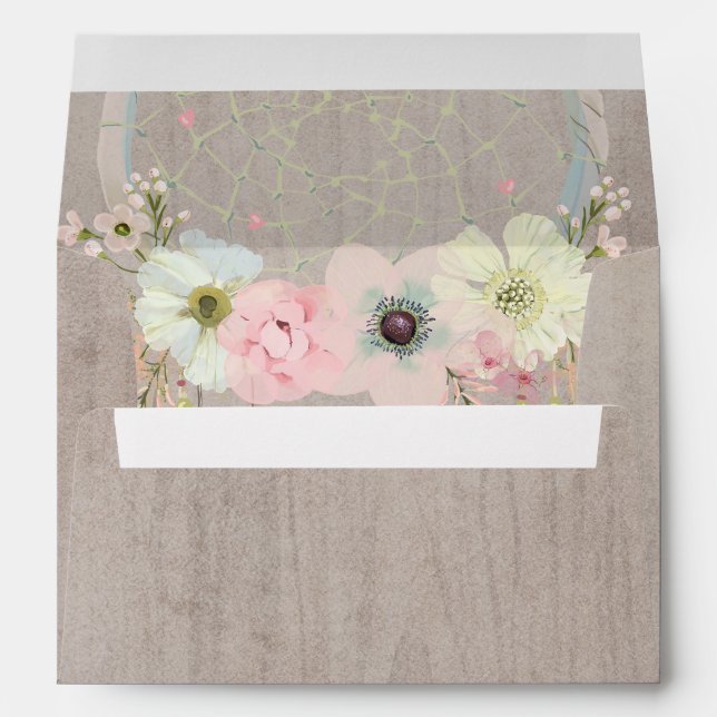 Boho Rustic Tribal Feather Dreamcatcher Envelope (Back (Bottom))