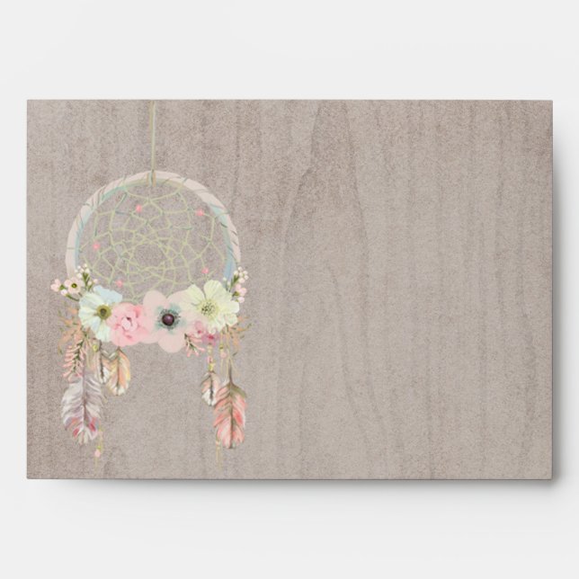 Boho Rustic Tribal Feather Dreamcatcher Envelope 2 (Front)