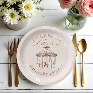 Boho Rustic Wagon Wheel Mobile Western Baby Shower Paper Plate
