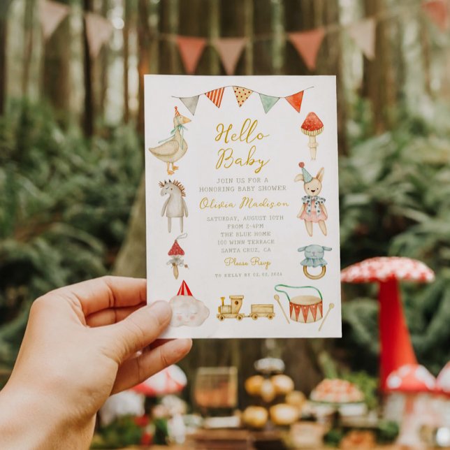 Boho Rustic Watercolor  Baby Toys Baby Shower  Invitation (Creator Uploaded)