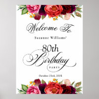 Boho Rustic Watercolor Floral 80th Birthday Party