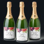 Boho Rustic Watercolor Floral 80th Birthday Sparkling Wine Label<br><div class="desc">Toast the octogenarian with this custom label designed to honour them on their 80th birthday. In lovely rustic boho style label has a rich colour palette in terracotta, deep peach, burgundy red, purple, teal and yellow. The lovely watercolor botanical elements have a nature-inspired organic appeal and make the design pop...</div>