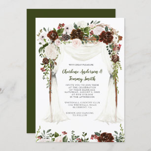 Boho Rustic Watercolor Floral Canopy Invitation