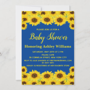 Boho Rustic Watercolor Sunflower Cute Baby Shower Invitation