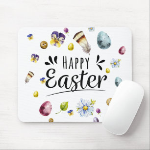 Boho Rustic Watercolour Colourful Happy Easter Mouse Pad