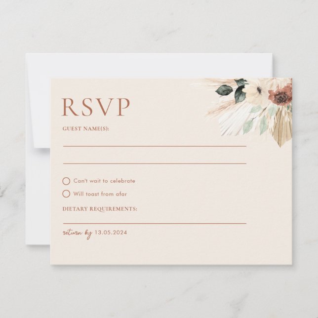 Boho Rustic Wedding RSVP Card Postcard Enclosure (Front)