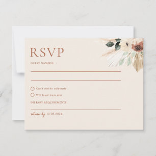 Boho Rustic Wedding RSVP Card Postcard Enclosure