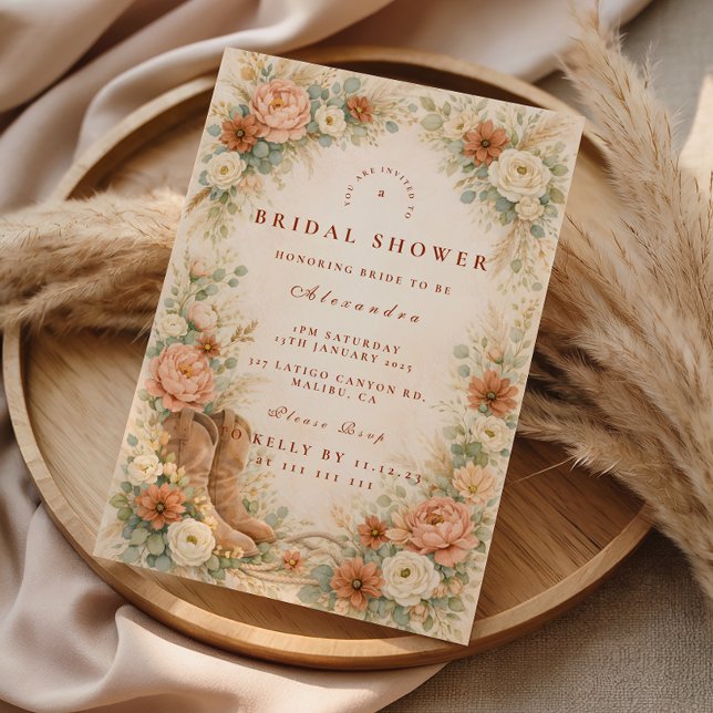 Boho Rustic Western Bridal Shower Invitation (Creator Uploaded)