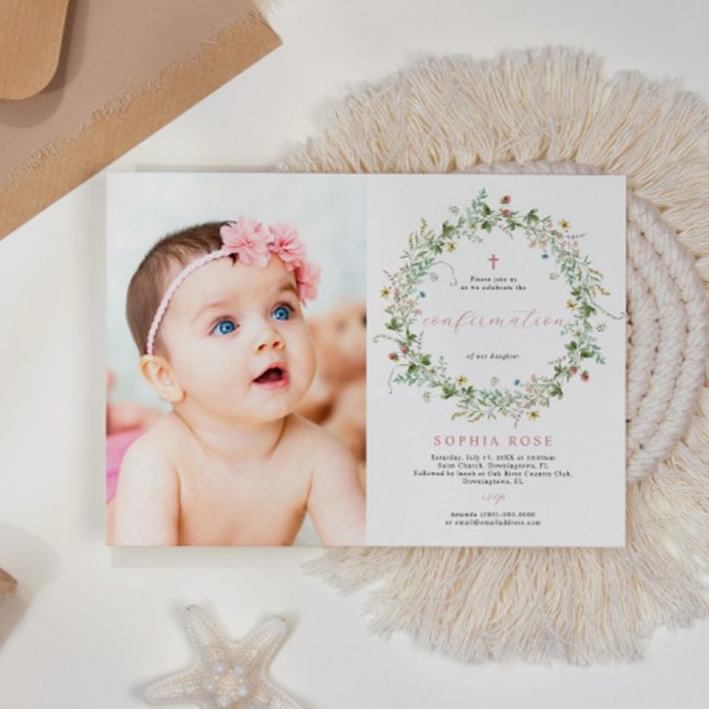 Boho Rustic Wildflowers Photo Confirmation Invitation (Creator Uploaded)
