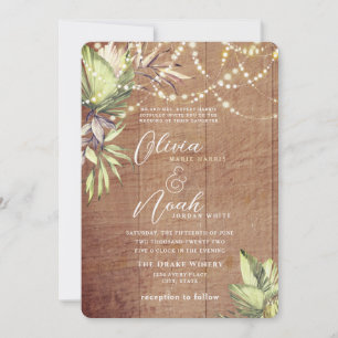Boho Rustic Wood and Lights Invitation