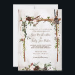 Boho Rustic Wood & Floral Arch Canopy Wedding Invitation<br><div class="desc">A beautiful watercolor wedding invitation featuring boho rustic florals in burgundy, chocolate, white and blush, in a wood canopy arch with floral and feathers. Perfect for your outdoor, rustic, nature, or boho themed wedding ceremony. Customize the text to say anything you need. Can be used for any occasion. There are...</div>