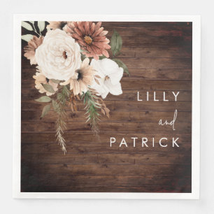 Boho Rustic Wood Floral Wedding Reception Party Napkin