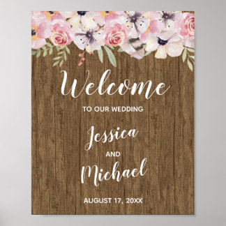 Boho Rustique Boho Mariage Floral Affiche de bienv