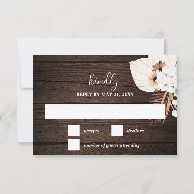 Boho Rustique Fleurs neutres Mariage Carte RSVP (Devant)