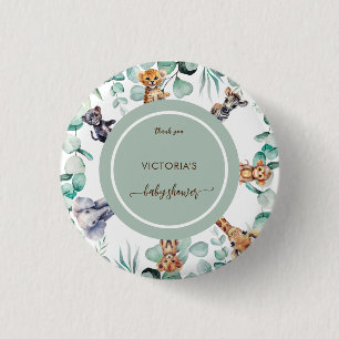 Boho Safari Animal Cute Greenery Baby Shower  1 Inch Round Button