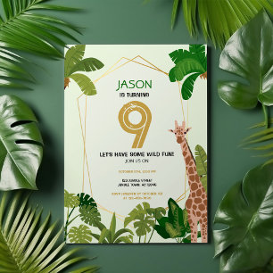 Boho Safari Animal Giraffe Geometric Birthday Invitation