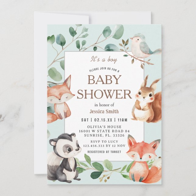 Boho Safari Animals Baby Shower invitation (Front)