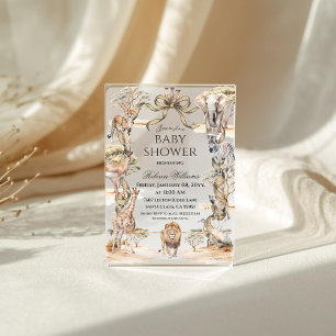 Boho Safari Animals Gender Neutral Baby Shower Acrylic Invitations