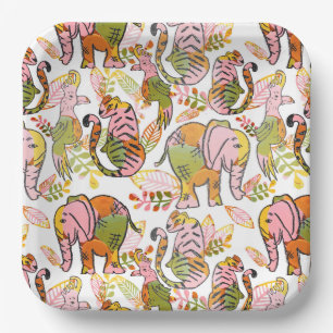 Boho Safari Animals Jungle Leaves Tween Birthday Paper Plate