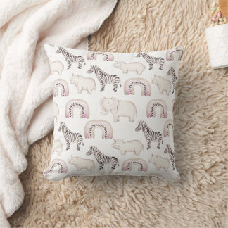 Boho Safari Animals Pastel Baby Shower Throw Throw Pillow
